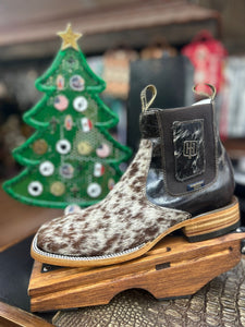 Cowhide Lowboy Cowboy Boot- Brown