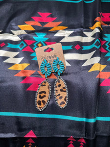 Oval Dangly Earrings- Turquoise