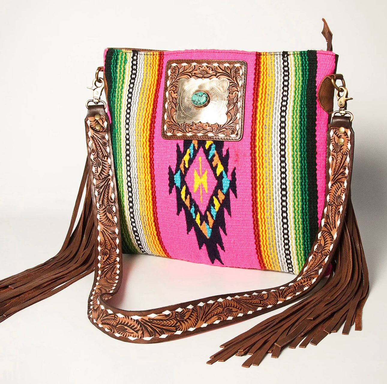 Pink Saddle Blanket Crossbody