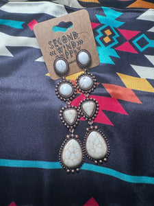 Cream Howlite Rock Copper Dangle Earrings