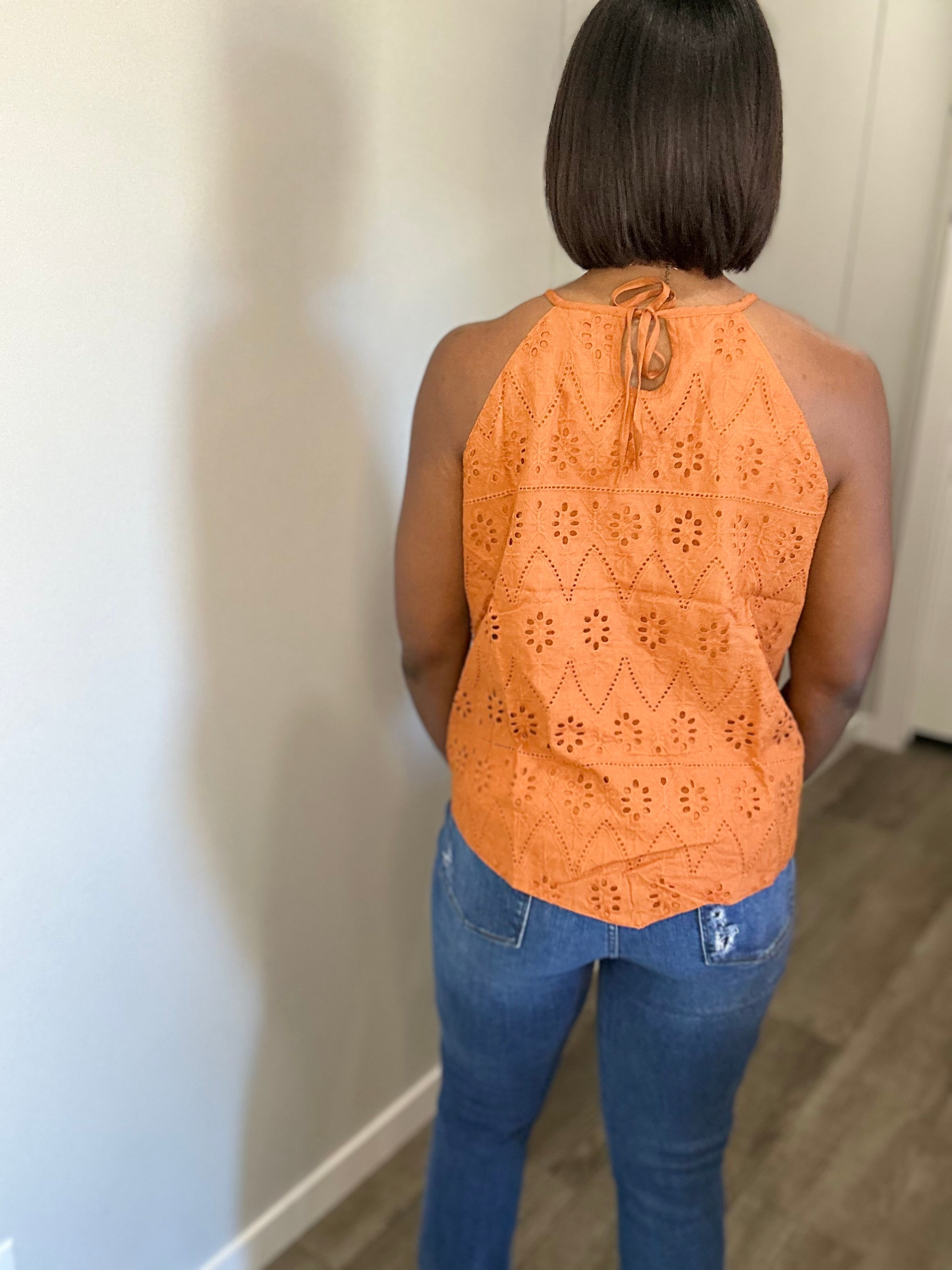 Rust Eyelet Top
