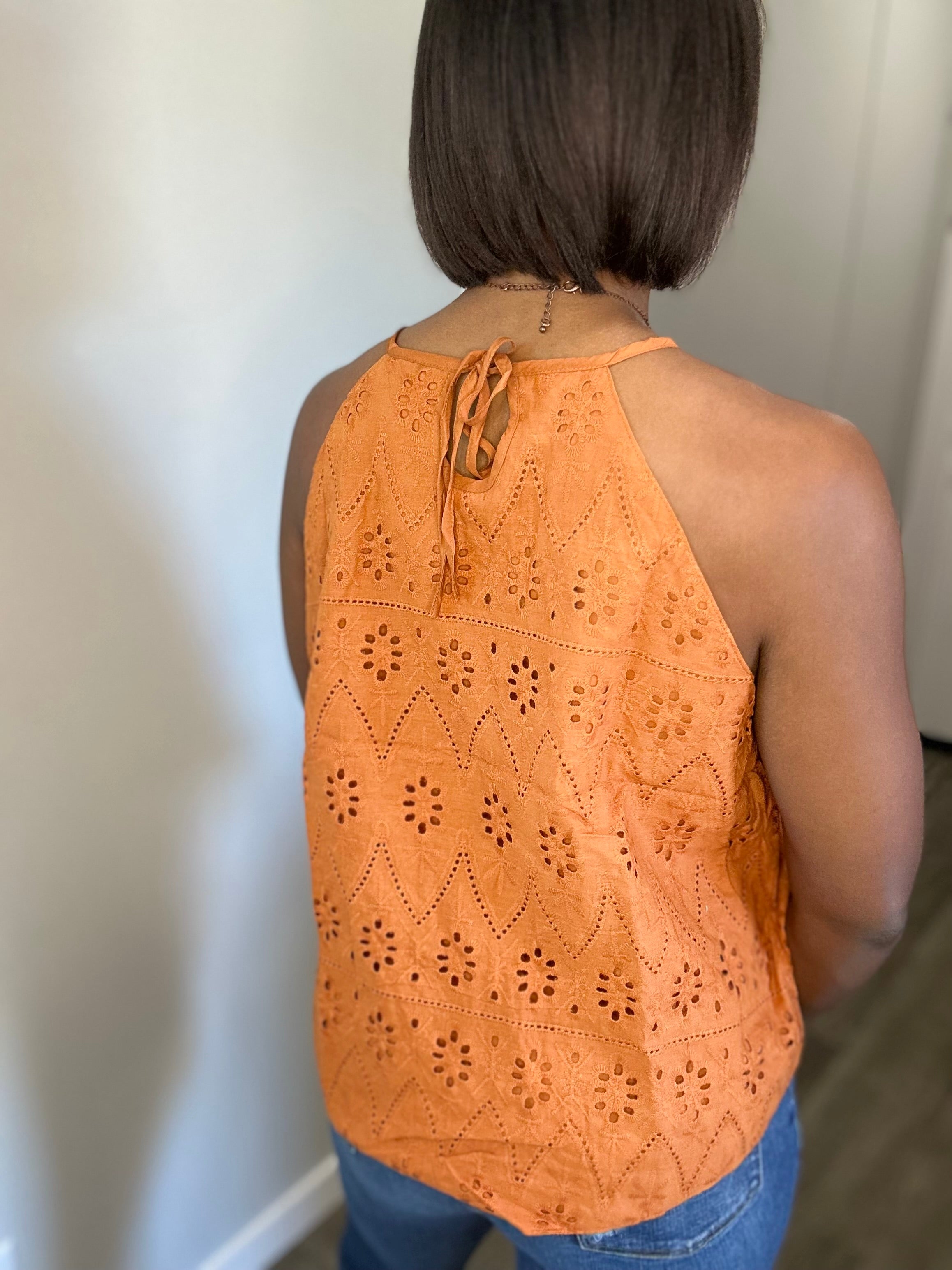 Rust Eyelet Top