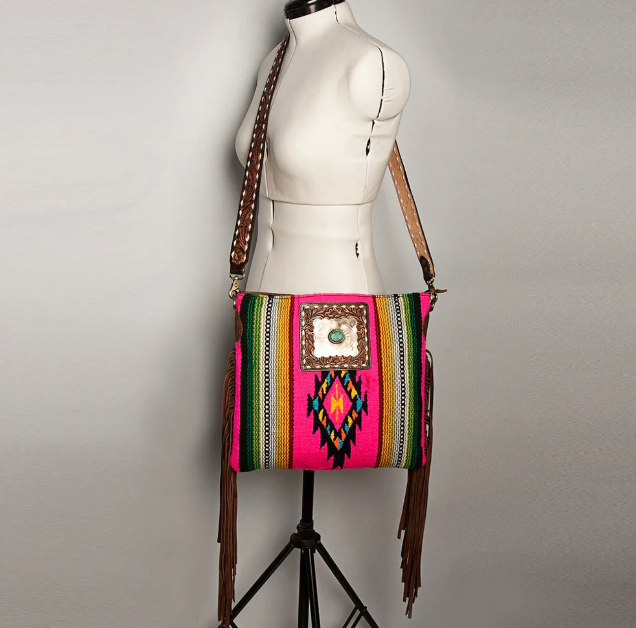 Pink Saddle Blanket Crossbody