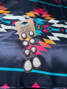 Cream Howlite Rock Copper Dangle Earrings