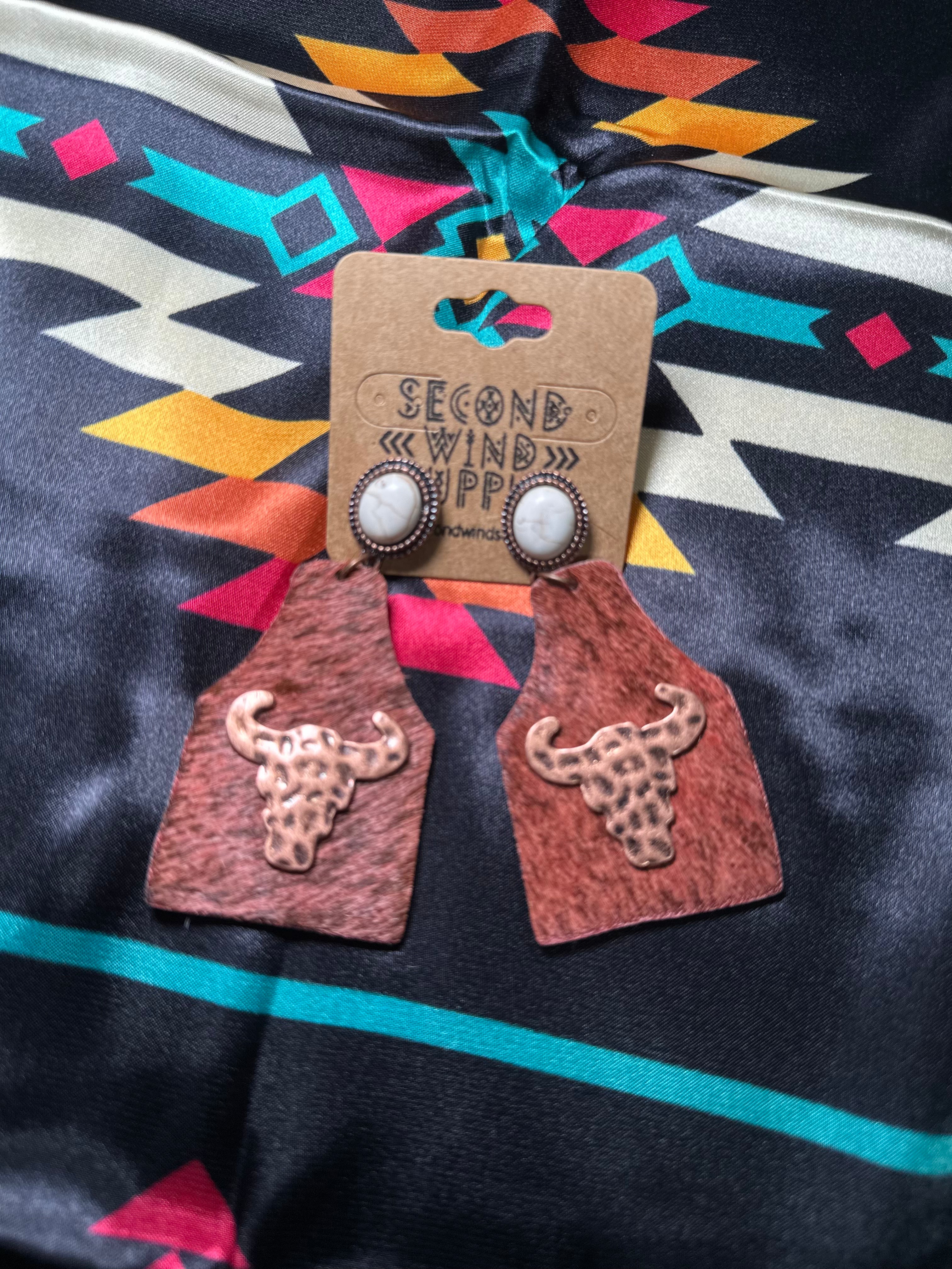 Brown Cowhide
Copper Cowskull Stud Earrings