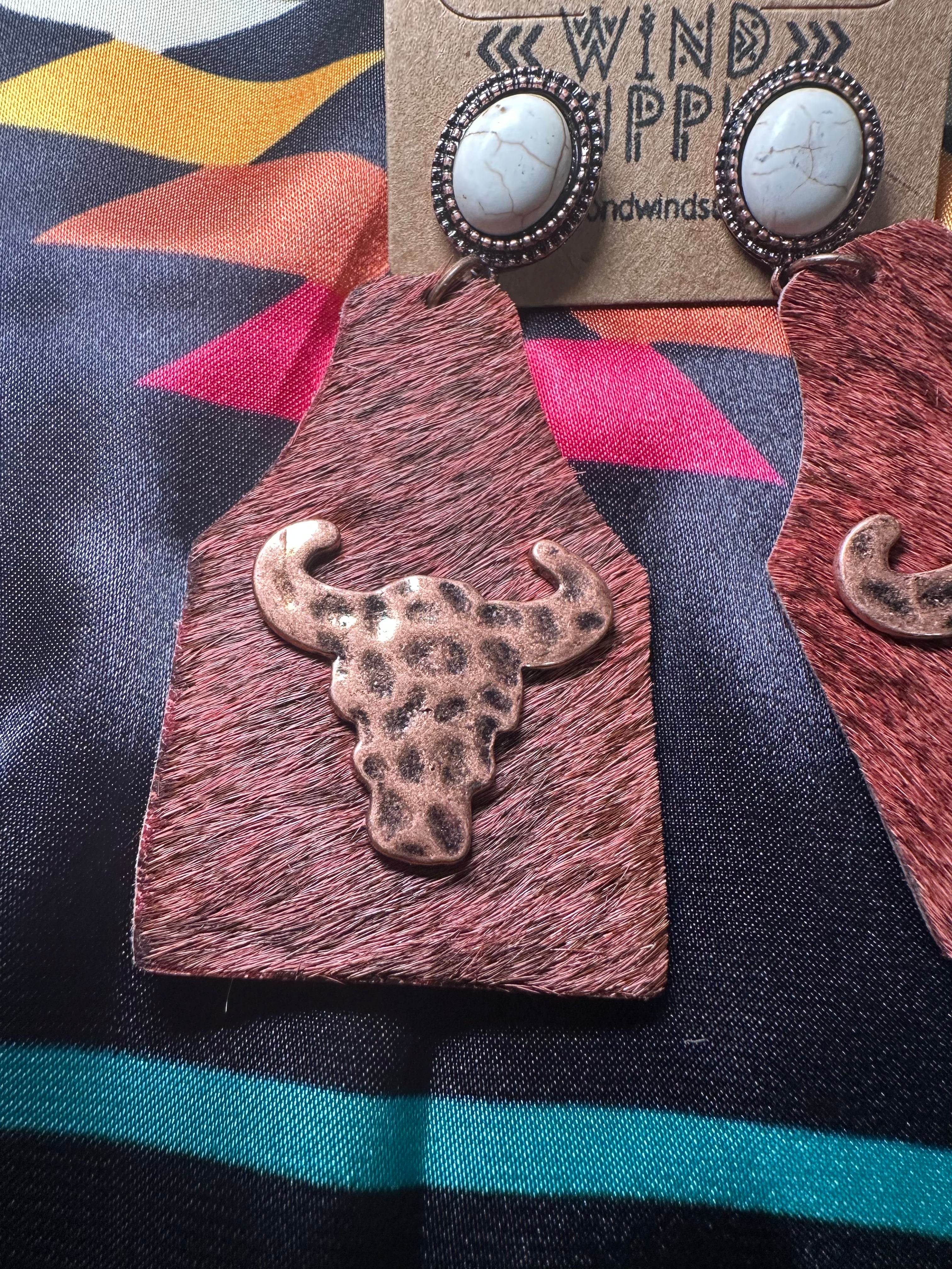 Brown Cowhide
Copper Cowskull Stud Earrings