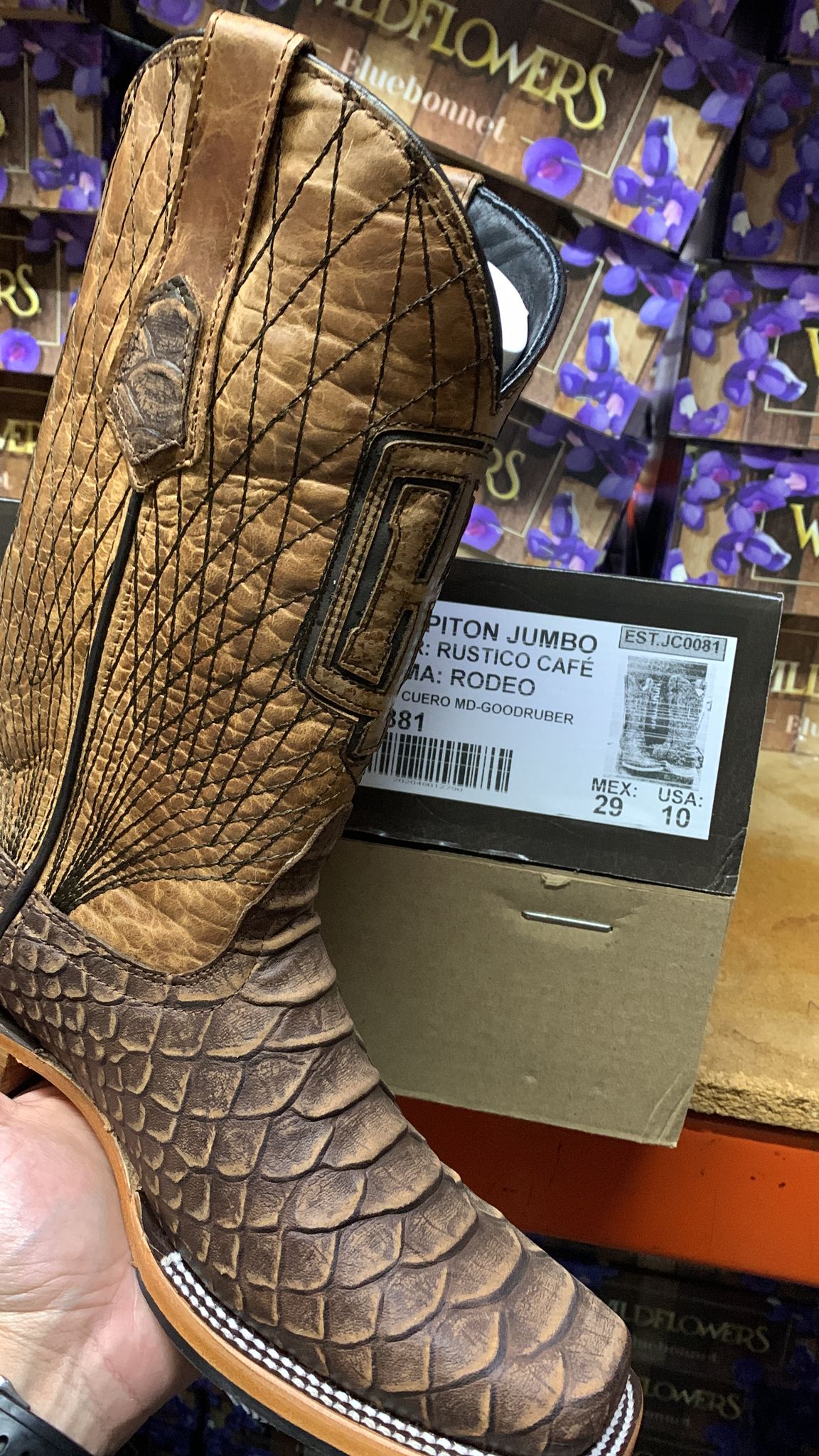 Jumbo Python Cowboy Boot- Rustic