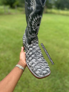 Grey Pirarucu Cowboy Boot