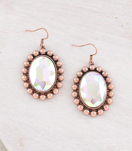 Concho Iridescent Stone Earrings- Copper