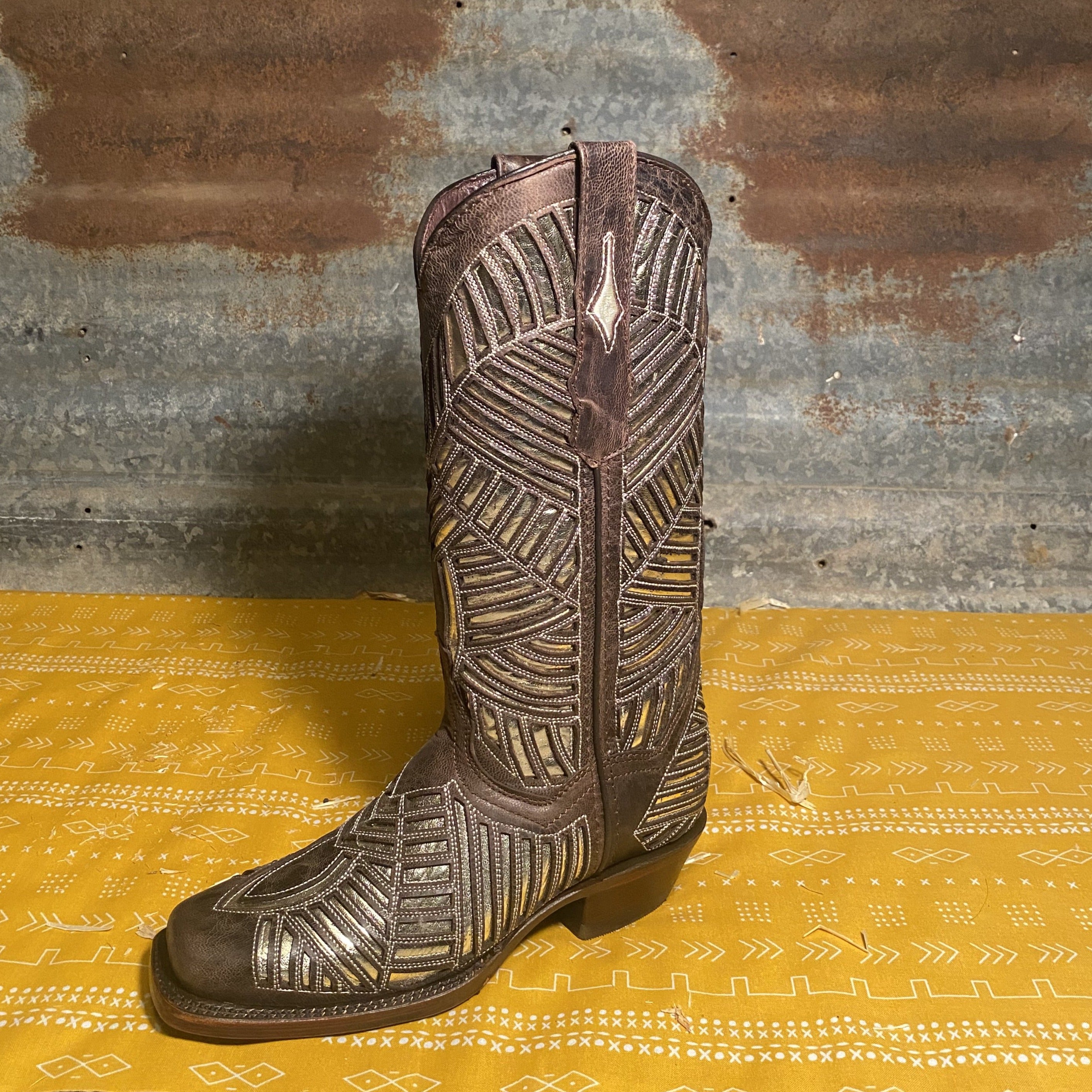 Metallic Cowgirl Boot- Brown