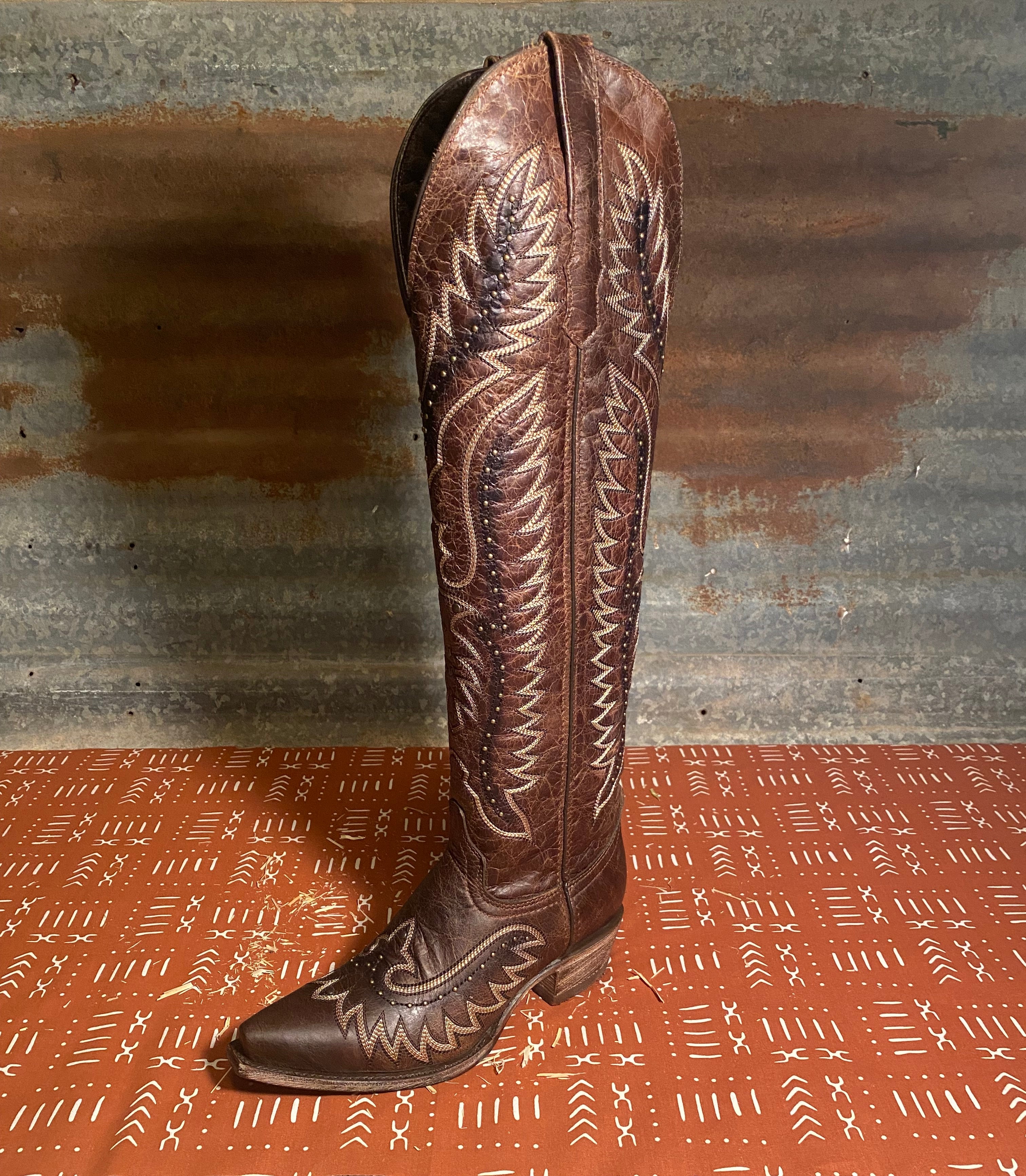 Stud Cowgirl Boot- Brown