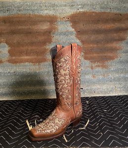 Stone Cowgirl Boot- Cognac/Gold