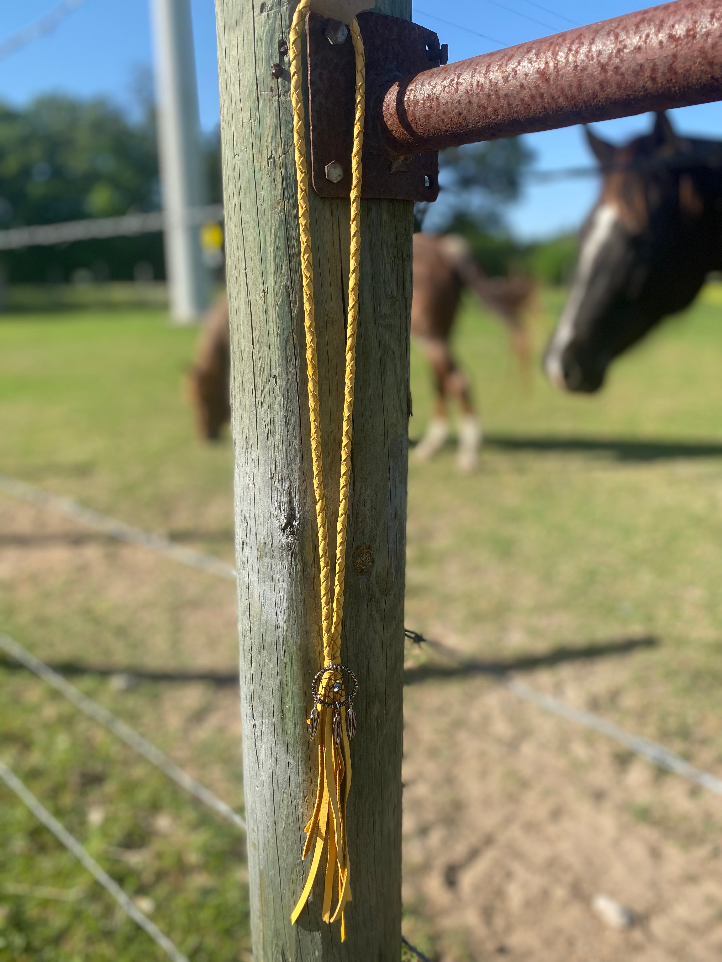 Mustard Dream Catcher Western Necklace