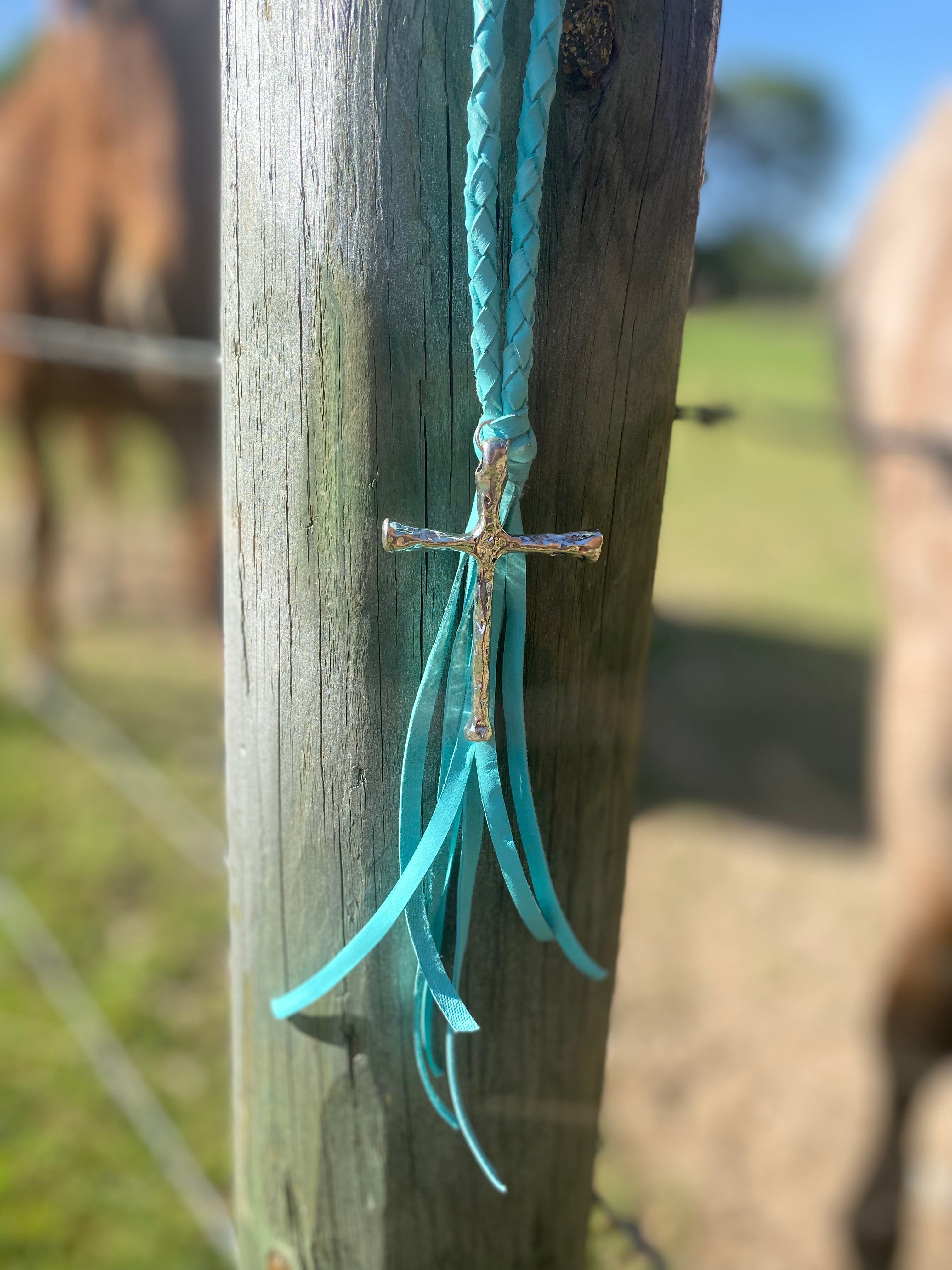 Turquoise Cross Western Necklace