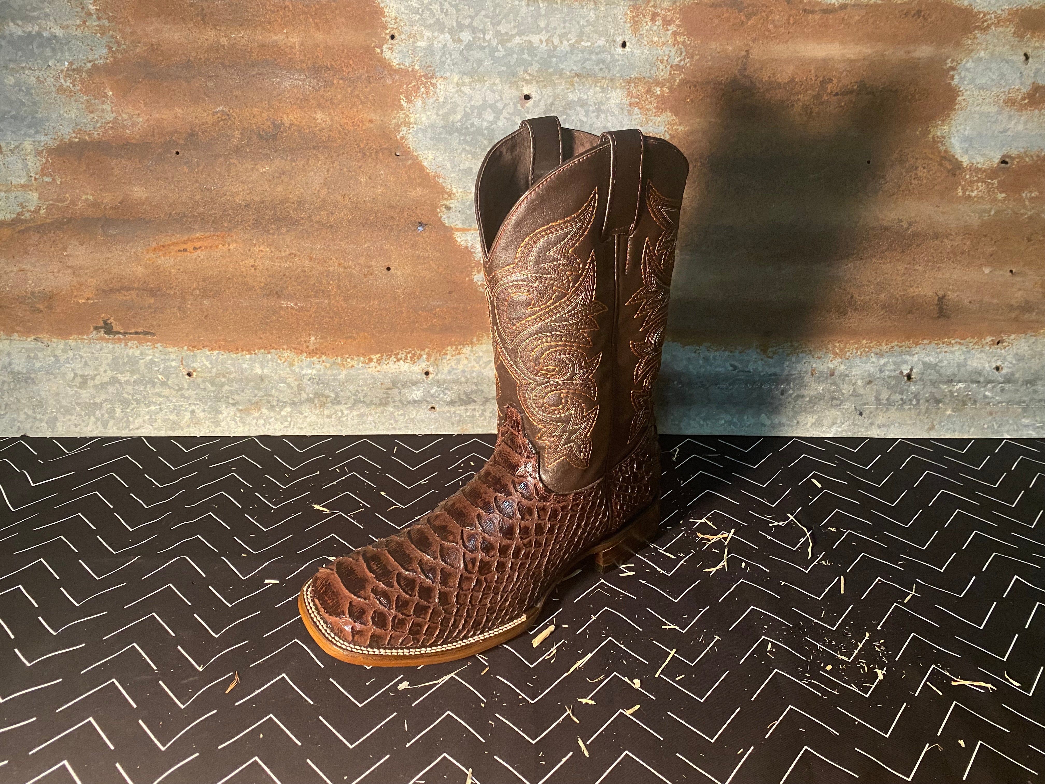 Python Cowboy Boot- Brown