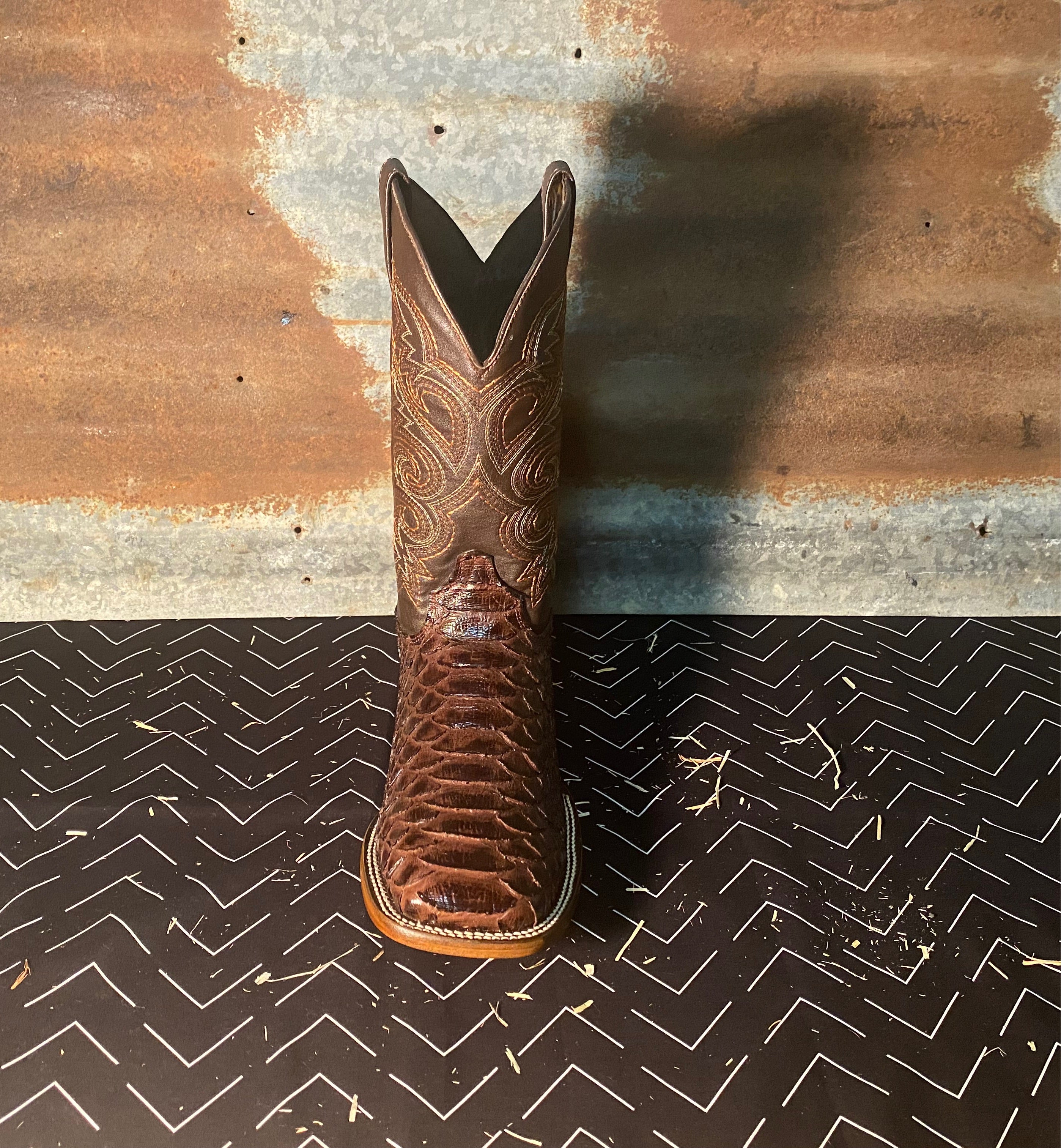 Python Cowboy Boot- Brown